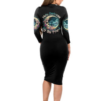 Hello Darkness My Old Friend Crescent Moon Skull Long Sleeve Bodycon Dress - Wonder Print Shop