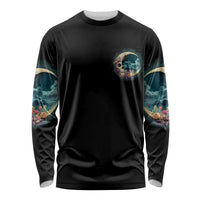Hello Darkness My Old Friend Crescent Moon Skull Long Sleeve Shirt - Wonder Print Shop