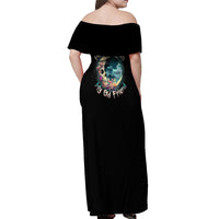 Hello Darkness My Old Friend Crescent Moon Skull Off Shoulder Maxi Dress - Wonder Print Shop
