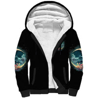 Hello Darkness My Old Friend Crescent Moon Skull Sherpa Hoodie - Wonder Print Shop
