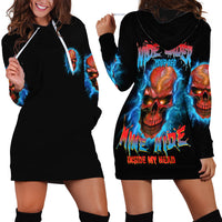 Your Demons Hide Under Your Bed Thunder Skull Hoodie Dress - Wonder Print Shop