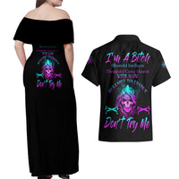 I'm A B Don't Try Me All Couples Matching Off Shoulder Maxi Dress and Hawaiian Shirt - Wonder Print Shop