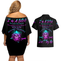 I'm A B Don't Try Me All Couples Matching Off Shoulder Short Dress and Hawaiian Shirt - Wonder Print Shop