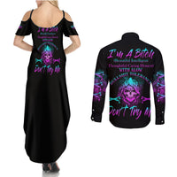 I'm A B Don't Try Me All Couples Matching Summer Maxi Dress and Long Sleeve Button Shirt - Wonder Print Shop
