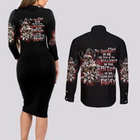 The Good Girl In Me Got Tired Skull Rose Couples Matching Long Sleeve Bodycon Dress and Long Sleeve Button Shirt - Wonder Print Shop