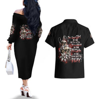 The Good Girl In Me Got Tired Skull Rose Couples Matching Off The Shoulder Long Sleeve Dress and Hawaiian Shirt - Wonder Print Shop