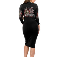 The Good Girl In Me Got Tired Skull Rose Long Sleeve Bodycon Dress - Wonder Print Shop