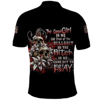 The Good Girl In Me Got Tired Skull Rose Polo Shirt - Wonder Print Shop
