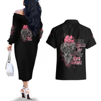 Warning This Tattooed Girl Couples Matching Off The Shoulder Long Sleeve Dress and Hawaiian Shirt - Wonder Print Shop