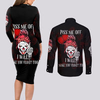 Piss Me Off I Will Couples Matching Long Sleeve Bodycon Dress and Long Sleeve Button Shirt - Wonder Print Shop