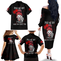 Piss Me Off I Will Family Matching Off Shoulder Long Sleeve Dress and Hawaiian Shirt - Wonder Print Shop
