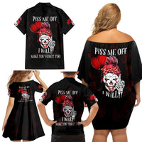 Piss Me Off I Will Family Matching Off Shoulder Short Dress and Hawaiian Shirt - Wonder Print Shop