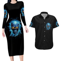 I'm Not Rude Mad Skull Couples Matching Long Sleeve Bodycon Dress and Hawaiian Shirt - Wonder Print Shop