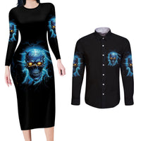 I'm Not Rude Mad Skull Couples Matching Long Sleeve Bodycon Dress and Long Sleeve Button Shirt - Wonder Print Shop
