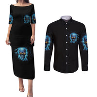 I'm Not Rude Mad Skull Couples Matching Puletasi Dress and Long Sleeve Button Shirt - Wonder Print Shop