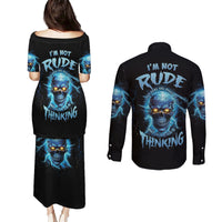 I'm Not Rude Mad Skull Couples Matching Puletasi Dress and Long Sleeve Button Shirt - Wonder Print Shop