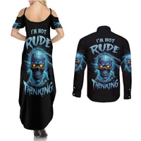 I'm Not Rude Mad Skull Couples Matching Summer Maxi Dress and Long Sleeve Button Shirt - Wonder Print Shop