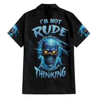 I'm Not Rude Mad Skull Family Matching Long Sleeve Bodycon Dress and Hawaiian Shirt - Wonder Print Shop