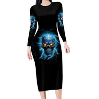 I'm Not Rude Mad Skull Family Matching Long Sleeve Bodycon Dress and Hawaiian Shirt - Wonder Print Shop