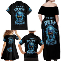 I'm Not Rude Mad Skull Family Matching Off Shoulder Maxi Dress and Hawaiian Shirt - Wonder Print Shop