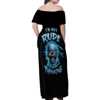 I'm Not Rude Mad Skull Family Matching Off Shoulder Maxi Dress and Hawaiian Shirt - Wonder Print Shop