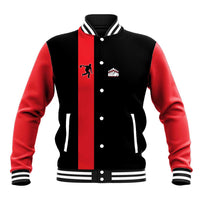 Custom Red and Black Bowling Baseball Jacket with Strike Explosion Graphic Custom Name and Bowler Silhouette - Wonder Print Shop