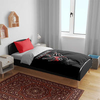 Custom Red and Black Bowling Bedding Set with Strike Explosion Graphic Custom Name and Bowler Silhouette - Wonder Print Shop