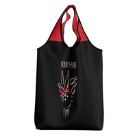Custom Red and Black Bowling Grocery Bag with Strike Explosion Graphic Custom Name and Bowler Silhouette - Wonder Print Shop