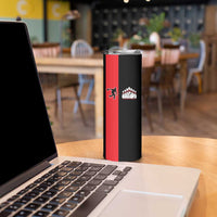 Custom Red and Black Bowling Skinny Tumbler with Strike Explosion Graphic Custom Name and Bowler Silhouette - Wonder Print Shop