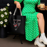 Custom Red and Black Bowling Tote Bag with Strike Explosion Graphic Custom Name and Bowler Silhouette - Wonder Print Shop