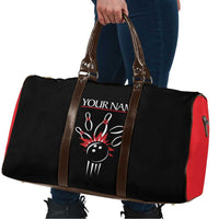 Custom Red and Black Bowling Travel Bag with Strike Explosion Graphic Custom Name and Bowler Silhouette - Wonder Print Shop