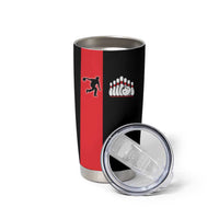 Custom Red and Black Bowling Tumbler Cup with Strike Explosion Graphic Custom Name and Bowler Silhouette - Wonder Print Shop