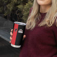 Custom Red and Black Bowling Tumbler Cup with Strike Explosion Graphic Custom Name and Bowler Silhouette - Wonder Print Shop