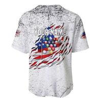 Custom American Flag Billiards Baseball Jersey with Ripped Design Pool Ball Graphic - Wonder Print Shop
