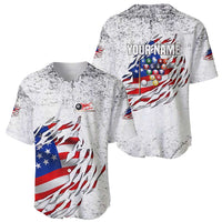 Custom American Flag Billiards Baseball Jersey with Ripped Design Pool Ball Graphic - Wonder Print Shop