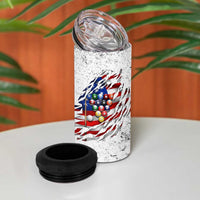 Custom American Flag Billiards 4 in 1 Can Cooler Tumbler with Ripped Design Pool Ball Graphic - Wonder Print Shop