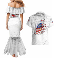 Custom American Flag Billiards Couples Matching Mermaid Dress and Hawaiian Shirt with Ripped Design Pool Ball Graphic - Wonder Print Shop