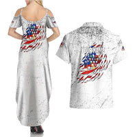 Custom American Flag Billiards Couples Matching Summer Maxi Dress and Hawaiian Shirt with Ripped Design Pool Ball Graphic - Wonder Print Shop