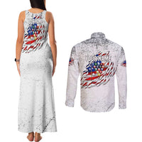 Custom American Flag Billiards Couples Matching Tank Maxi Dress and Long Sleeve Button Shirt with Ripped Design Pool Ball Graphic - Wonder Print Shop