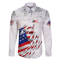 Custom American Flag Billiards Family Matching Long Sleeve Bodycon Dress and Hawaiian Shirt with Ripped Design Pool Ball Graphic - Wonder Print Shop