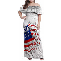 Custom American Flag Billiards Family Matching Off Shoulder Maxi Dress and Hawaiian Shirt with Ripped Design Pool Ball Graphic - Wonder Print Shop