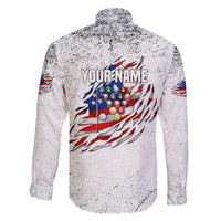 Custom American Flag Billiards Family Matching Off Shoulder Short Dress and Hawaiian Shirt with Ripped Design Pool Ball Graphic - Wonder Print Shop
