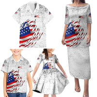 Custom American Flag Billiards Family Matching Puletasi and Hawaiian Shirt with Ripped Design Pool Ball Graphic - Wonder Print Shop