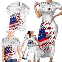 Custom American Flag Billiards Family Matching Short Sleeve Bodycon Dress and Hawaiian Shirt with Ripped Design Pool Ball Graphic - Wonder Print Shop