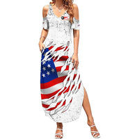Custom American Flag Billiards Family Matching Summer Maxi Dress and Hawaiian Shirt with Ripped Design Pool Ball Graphic - Wonder Print Shop