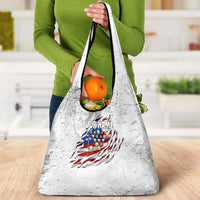 Custom American Flag Billiards Grocery Bag with Ripped Design Pool Ball Graphic - Wonder Print Shop