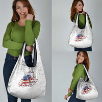 Custom American Flag Billiards Grocery Bag with Ripped Design Pool Ball Graphic - Wonder Print Shop
