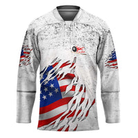 Custom American Flag Billiards Hockey Jersey with Ripped Design Pool Ball Graphic - Wonder Print Shop