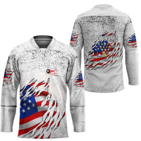 Custom American Flag Billiards Hockey Jersey with Ripped Design Pool Ball Graphic - Wonder Print Shop