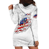 Custom American Flag Billiards Hoodie Dress with Ripped Design Pool Ball Graphic - Wonder Print Shop